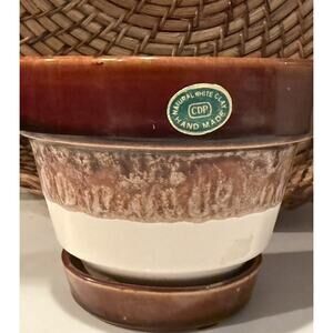 Vintage Hand Crafted CPD Natural White Clay Art Pottery Small Planter 4”T 5”W